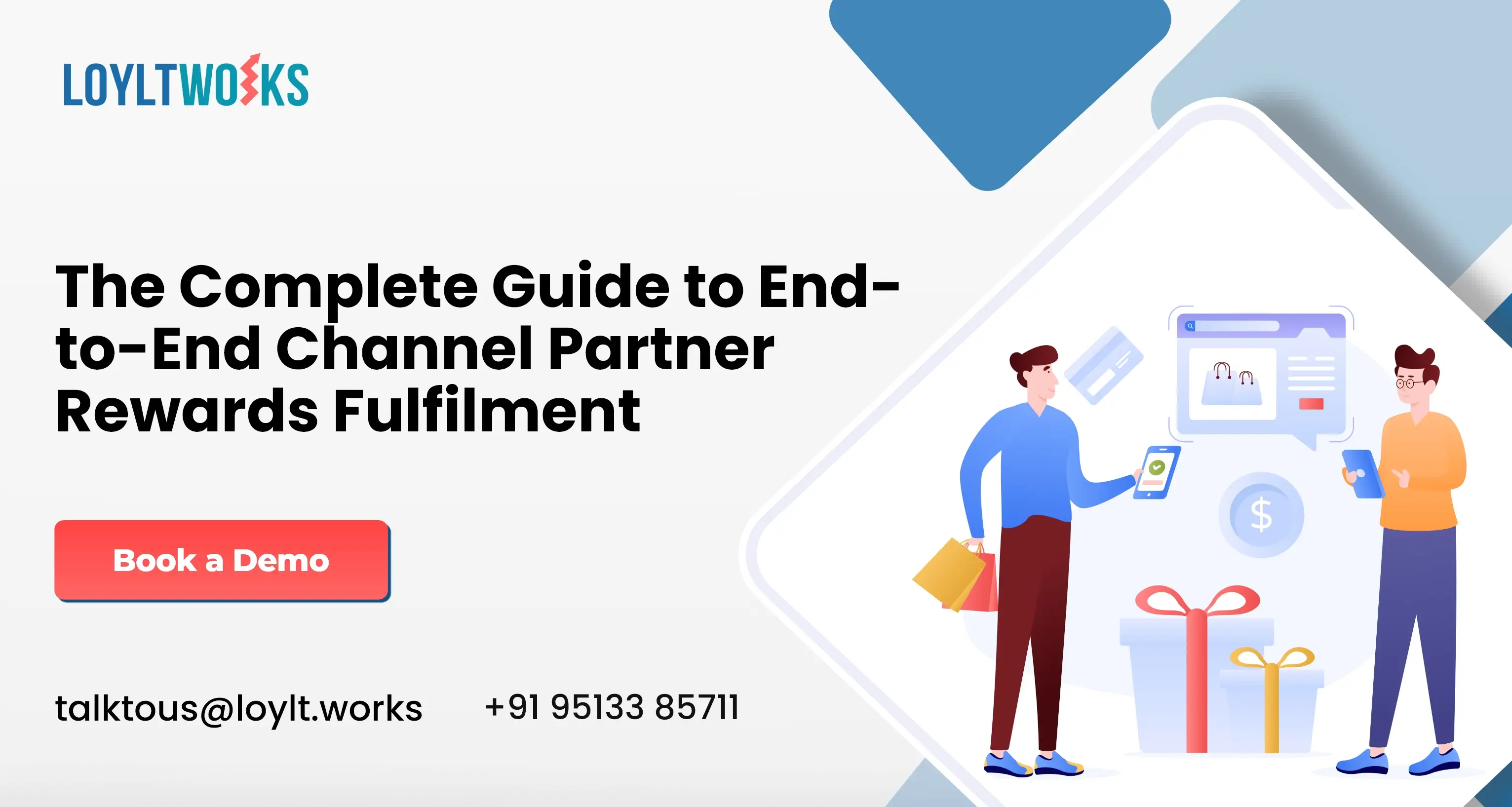 Image showcasing the concept of end-to-end channel partner rewards fulfillment with key elements like rewards, partners, and streamlined processes.