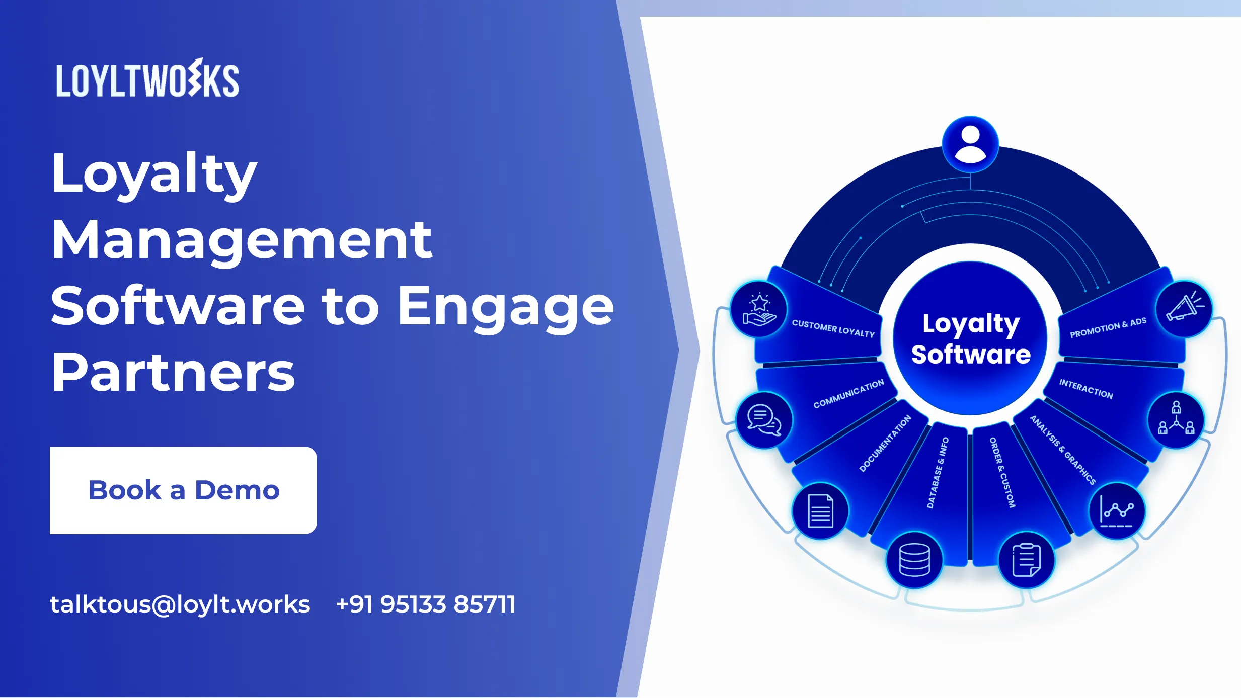 Illustration of a B2B team using loyalty management software to engage partners and track rewards.